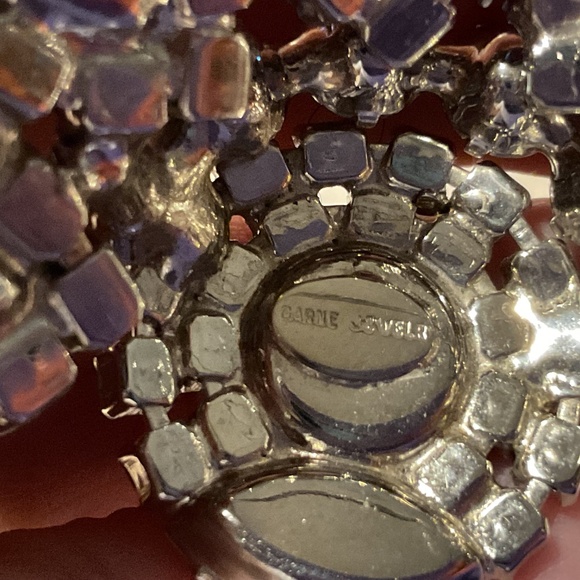 CCO Garne Rhinestone Brooch silvertone signed 3” across vintage - Picture 7 of 11